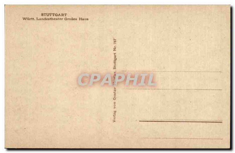 Old Postcard Stuttgart Wurt Grosses Haus Landestheater
