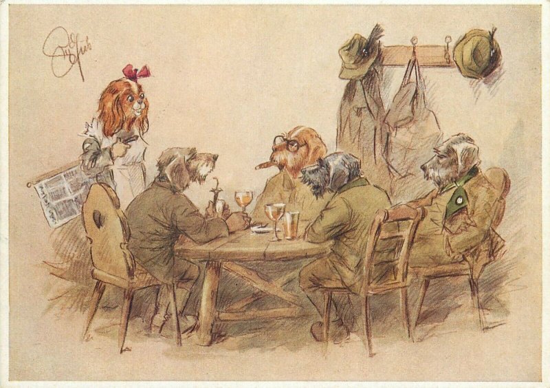 H. Geilfus Emil Kohn Klub Rauhhaar humanized dogs postcard