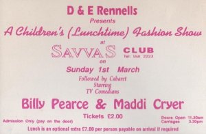 Maddi Cryer Female TV Impressionist Savvas Club 1980s Concert Souvenir Ephemera
