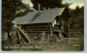GLOUCESTER MA The Hermit at Log Cabin c1910 Postcard