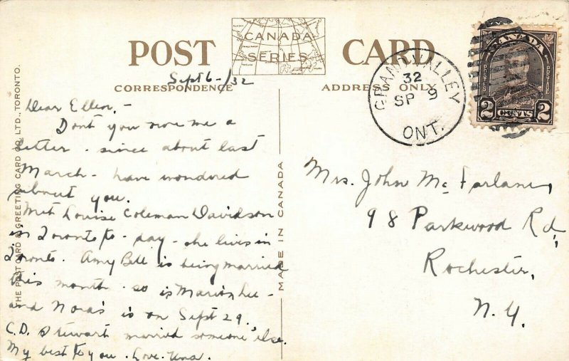 Trinity College, Toronto, Ontario, Canada,  Early Postcard, Used in 1932