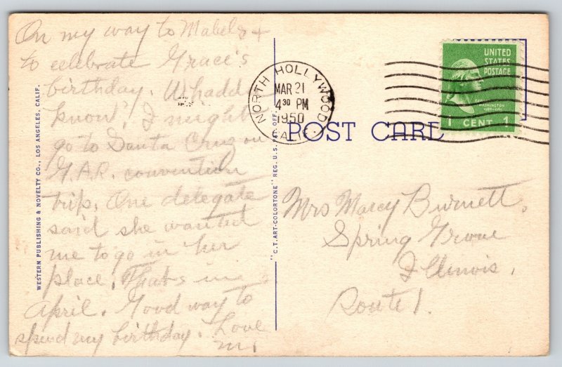 Long Beach California~Pike Front & Bathing Beach~1950 Linen Postcard