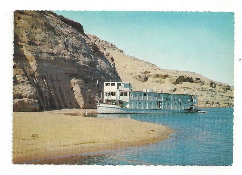 Postcard Egypt Nile Boat Near Small Temple Continental View Card