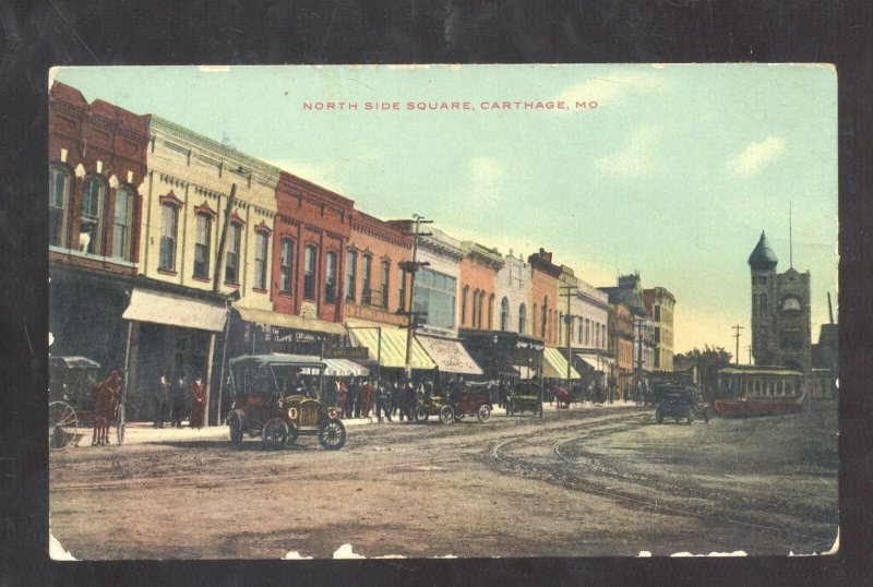 CARTHAGE MISSOURI DOWNTOWN PUBLIC SQUARE STREET SCENE VINTAGE POSTCARD