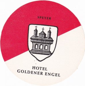 Germany Speyer Hotel Goldener Engel Vintage Luggage Label sk3714