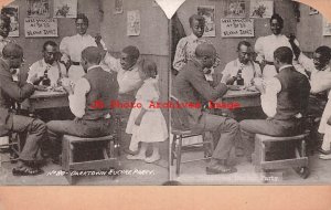 Black Americana, Unknown No 80, Darktown Euchre Party, Stereo View Postcard