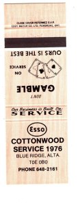 Esso, Cottonwood Blue Ridge, Alberta 1976 Vintage Matchbook Cover, Playing Cards