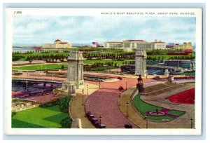 c1920's World's Most Beautiful Plaza Grant Park Chicago Illinois IL Postcard