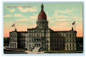 State Capitol Lansing Michigan Early 1900's Unposted Photo Antique Postcard 