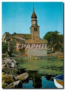 Postcard Modern Yvoire Haute Savoie The church and the port