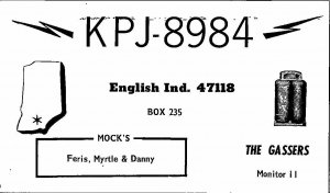 QSL Radio Card From English Ind. Indiana KPJ-8984