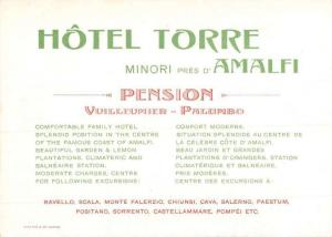Minori Italy Hotel Torre Waterfront Antique Postcard K97406