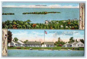 c1950's Old Fort Wilkins on Lake Fanny HOOE Copper Harbor Michigan MI Postcard 