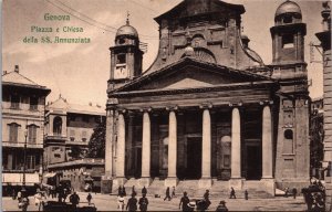 Italy Genoa, Genova Piazza e Chiesa della SS Annunziata Vintage Postcard C188