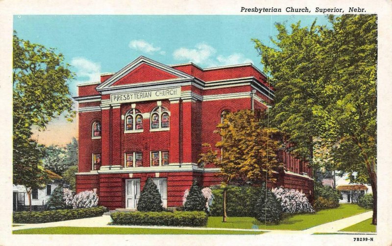 SUPERIOR, NE Nebraska  PRESBYTERIAN CHURCH  Nuckolls County   c1940's Postcard