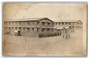 Camp Dodge Iowa IA RPPC Photo Postcard Army Training Outside c1920' Postcard