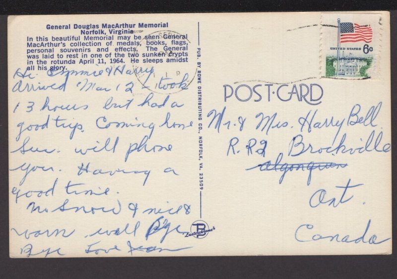 Virginia NORFOLK General Douglas MacArthur Memorial pm1971 - Chrome