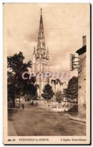 Old Postcard Fontenay Le Comte L Nortre Dame Church