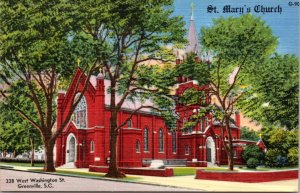 Postcard SC Greenville - St. Mary's Church