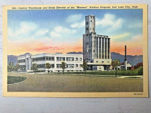 Vintage Postcard 1940 Mormon Welfare Program Grain Warehouse Salt Lake City Utah