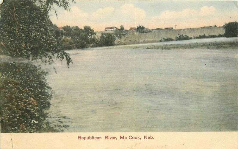 Hand Colored Hofer 1908 Republican River McCook Nebraska Postcard 20+-6711