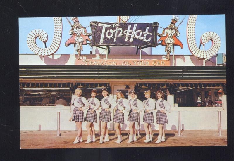 SPOKANE WASHINGTON THE TOP HAT DRIVE-IN RESTAURANT ADVERTISING POSTCARD