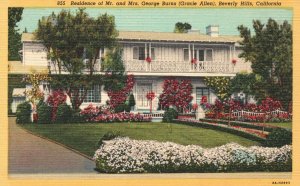 Vintage Postcard Residence Of Mr. & Mrs. George Burns Beverly Hills California