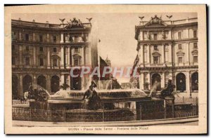 Old Postcard Roma Plaza Fontana Delle Terme Deile Najadi