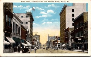 Postcard Main Street, Looking North from Seventh Street in Joplin, Missouri