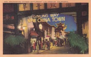 California Los Angeles New Chinatown Ginling Way At Night