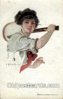 Artsist Earl Christy Tennis 1920 light wear postal used unknown