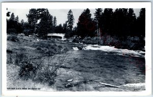 c1950s Collier State Park OR RPPC US Hwy 97 Real Photo Creek Bridge Postcard A98