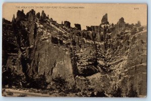Yellowstone Park Wyoming Postcard The Holy City SPirelike Rock Formation c1940
