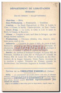 Old Postcard MAPS Chocolaterie d & # 39Aiguebelle Loir et Cher Chateau de Cha...