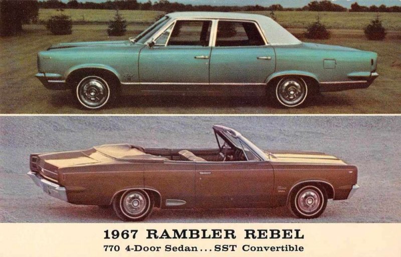 1967 Rambler Rebel SS Convertible Auto Advertising Vintage Postcard JF685262