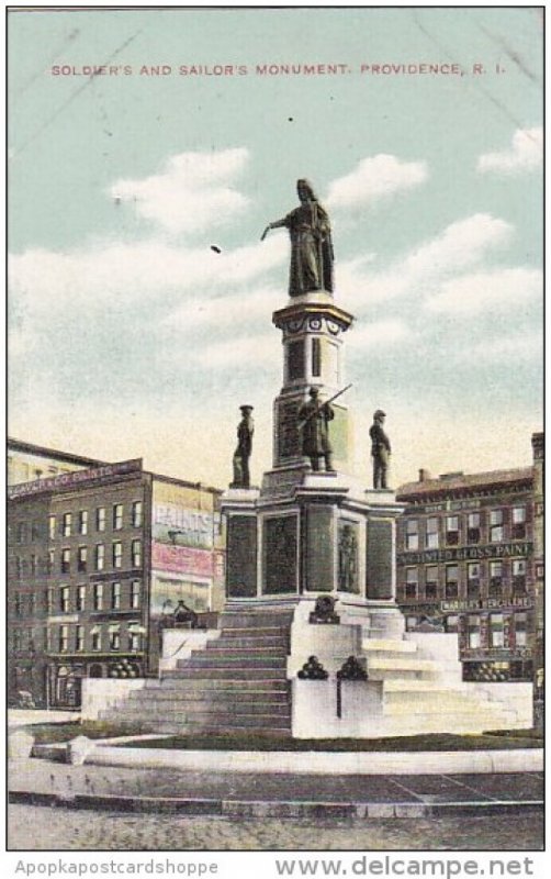 Rhode Island Providence Soldiers And Sailor's Monument 1908