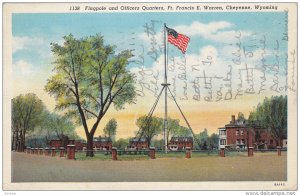 Flagpole and Officers Quarters, Ft. Francis E. Warren, Cheyenne, Wyoming, PU-...