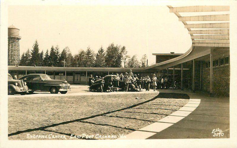 Autos Port Orchard Washington 1940s Shopping Center RPPC real photo Ellis 2179