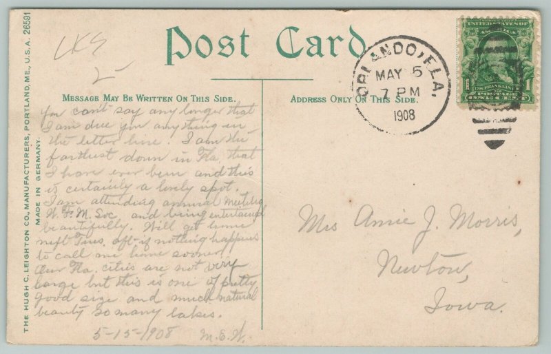 Orlando Florida~Lake Eola From Central Avenue~Vintage Postcard