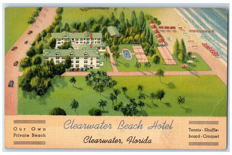 c1950's Clearwater Beach Hotel Clearwater Florida FL Vintage Postcard