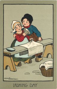 Postcard C-1910 Ethel Parkinson ironing day Arts & Crafts TP24-1355