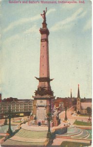 Indianapolis IN Solder's & Sailor's Monument 1912 Litho Postcard Used