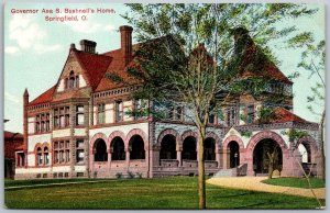 Springfield Ohio c1910 Postcard Governo Asa S. Bushnell's Home Mansion