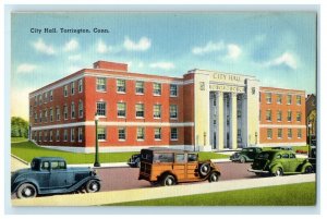 1943 The City Hall Building Cars Street View Torrington Connecticut CT Postcard