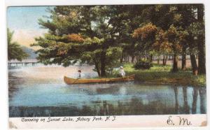 Canoeing Sunset Lake Asbury Park New Jersey 1906c postcard