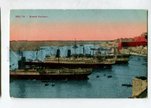 3144856 MALTA Grand Harbour LINERS Vintage postcard