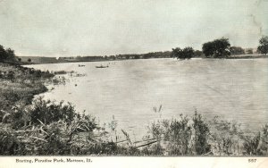 Vintage Postcard 1913 View of Boating Paradise Park Mattoon Illinois ILL