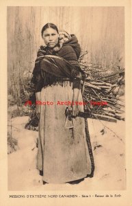 Native American Indian, Woman Smoking Pipe Carrying Baby, Missionary Oblates