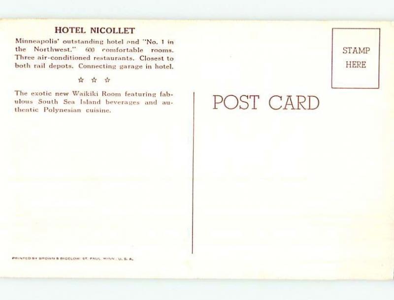 Pre-1980 HOTEL SCENE Minneapolis-St. Paul Minnesota MN H0499