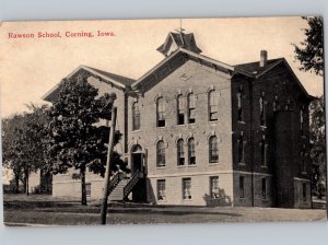 c1910 Rawson School Building CORNING Iowa IA Adams County Postcard